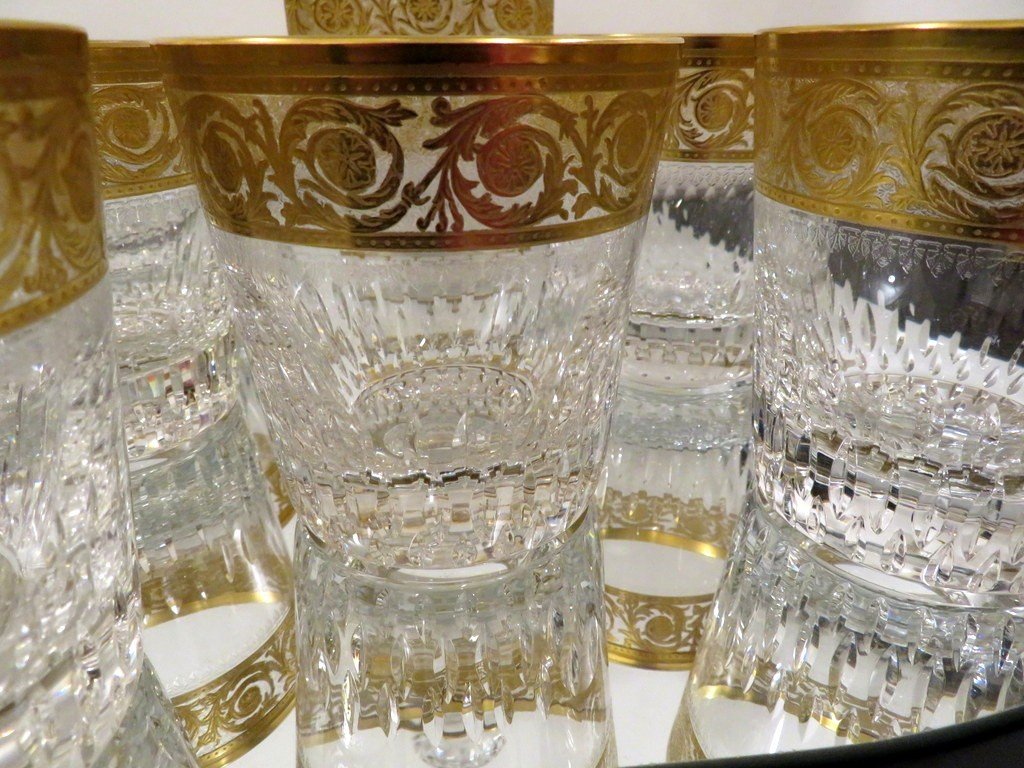 Service à Whisky  Flacon Carré Avec 6 Grand Gobelets Saint Louis Thistle Or Cristal-photo-5