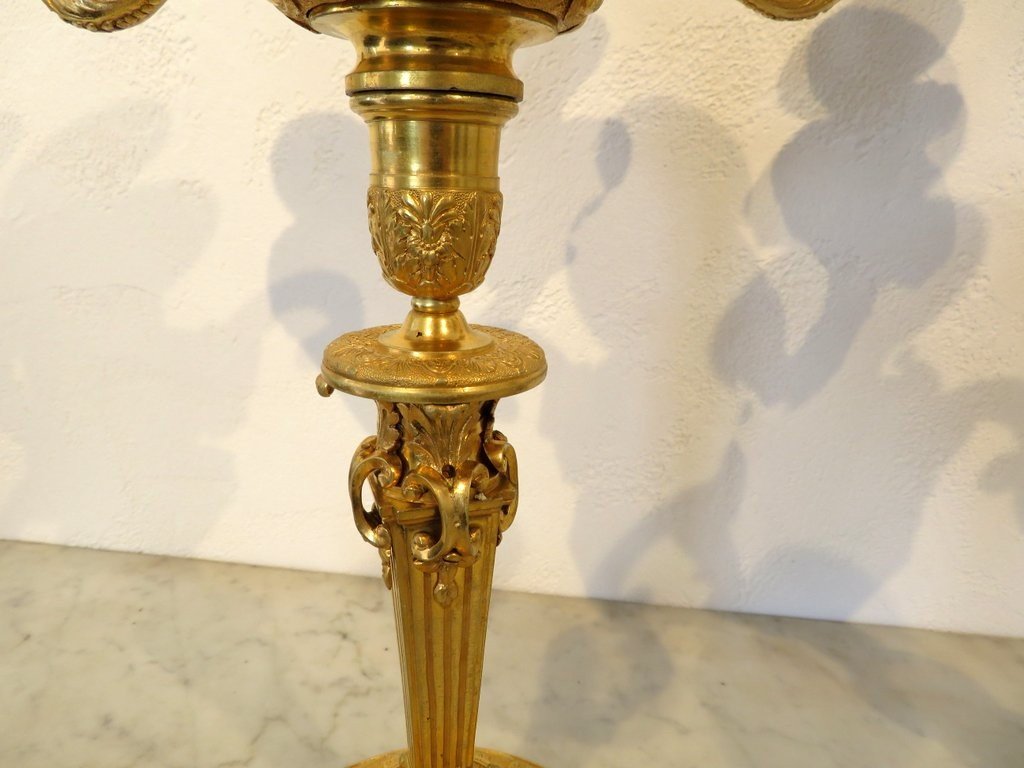 Pair Of 19th Century Bronze Candelabras, Adjustable Height 51 Cm-photo-1