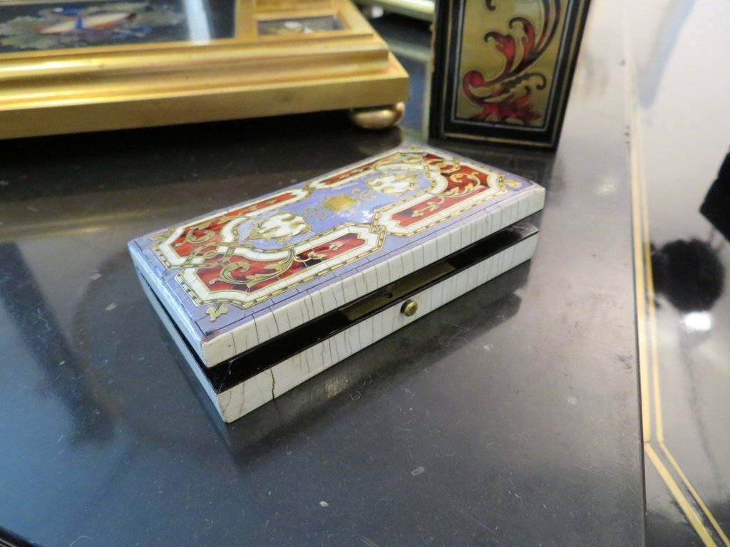 Stamp Box In Boulle Marquetry Napoleon III Period 19th-photo-4