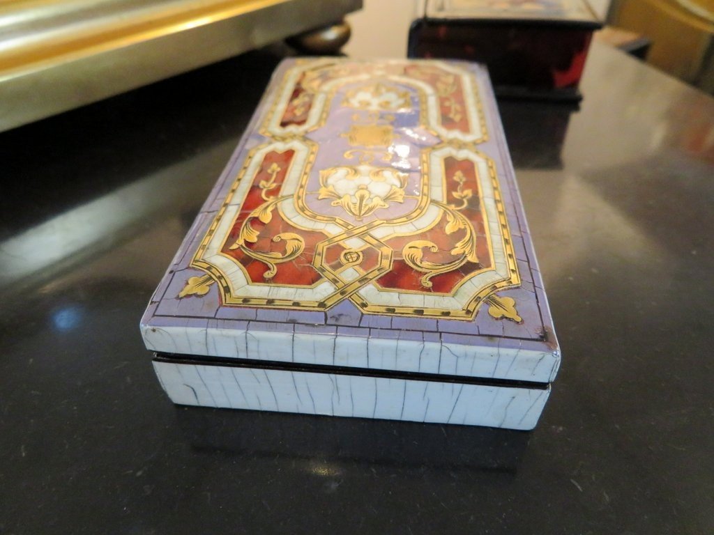 Stamp Box In Boulle Marquetry Napoleon III Period 19th-photo-4