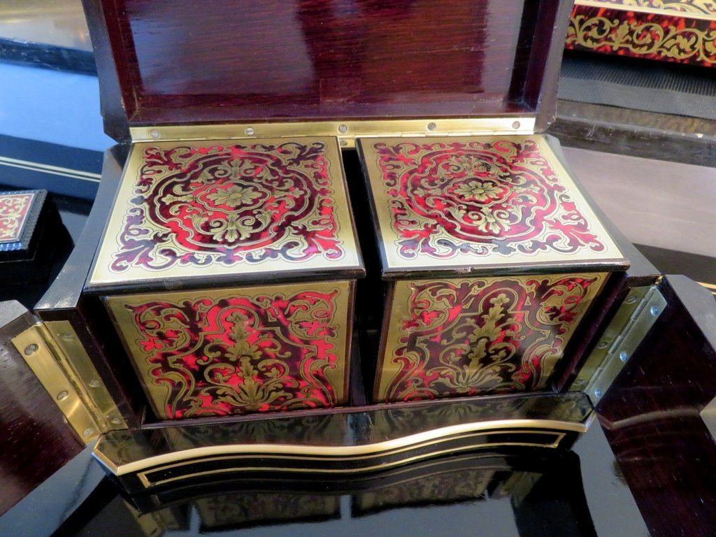  Tea Box In Boulle Marquetry Napoleon III Period 19th All Sides-photo-4