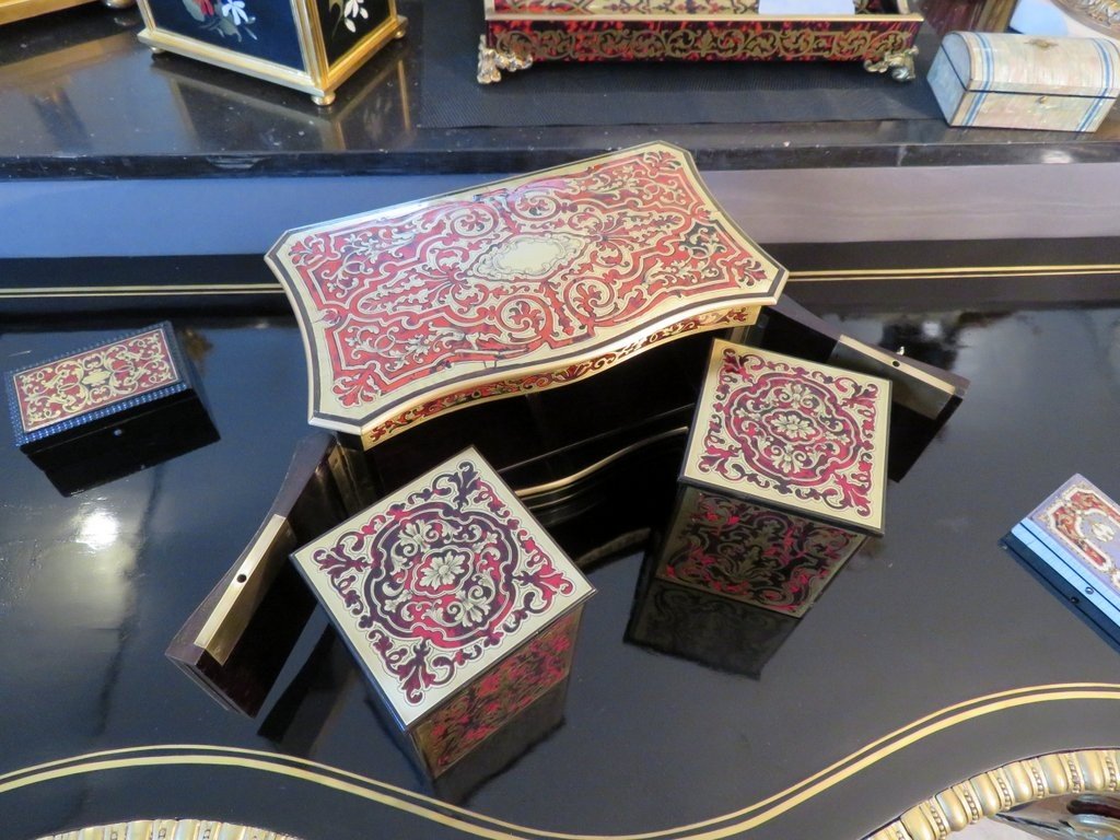  Tea Box In Boulle Marquetry Napoleon III Period 19th All Sides-photo-7