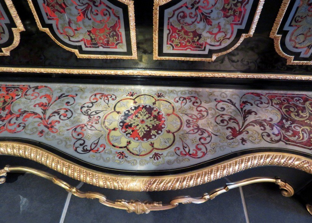 Signée Befort Console En Marqueterie Boulle époque Napoléon III étain Et Laiton-photo-4