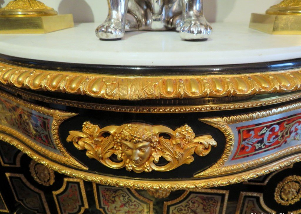 Signée Befort Console En Marqueterie Boulle époque Napoléon III étain Et Laiton-photo-5