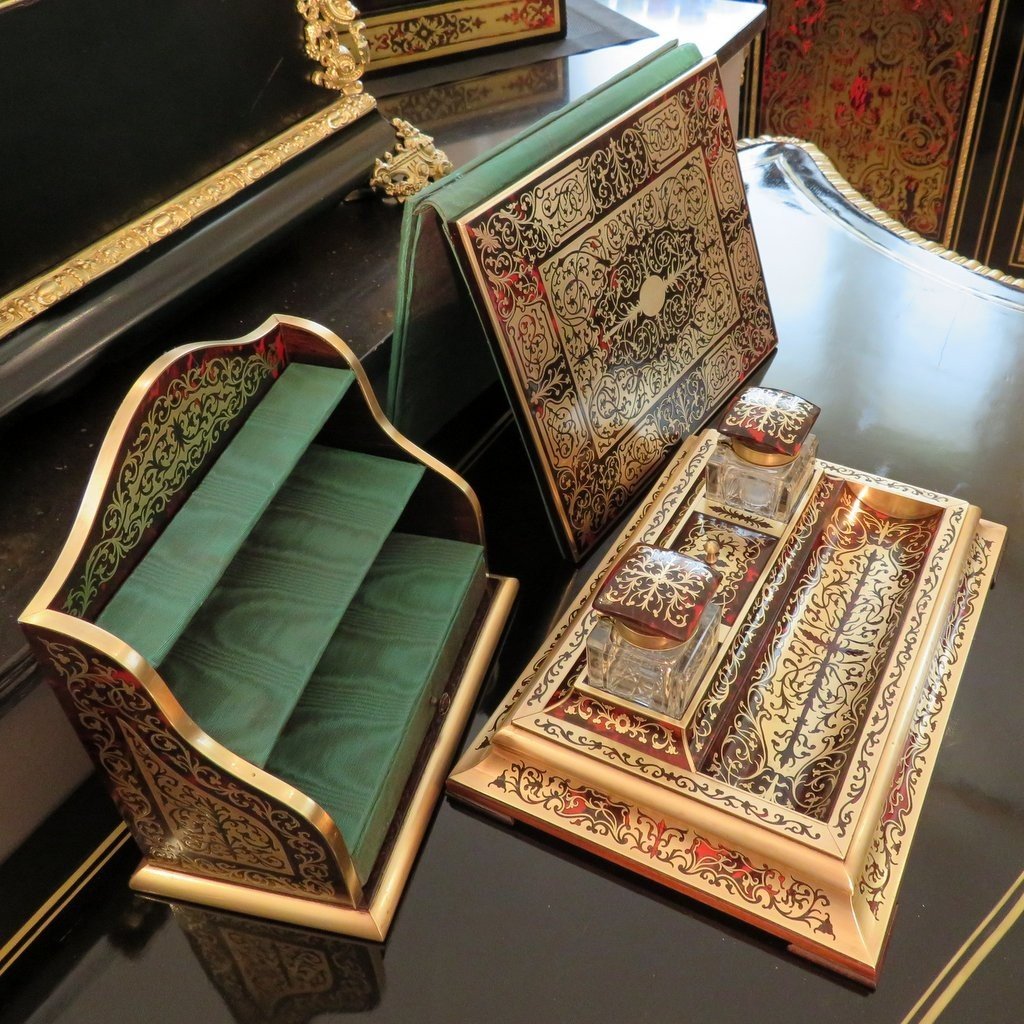 Stamped Vickery Document Holder In Boulle Marquetry Napoleon III Period 19th