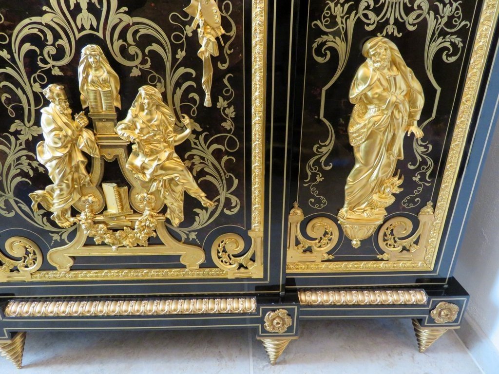 Stamped Befort Jeune Louis XIV 3open Door Furniture  Boulle Marquetry Perfect Condition Nap 3-photo-2