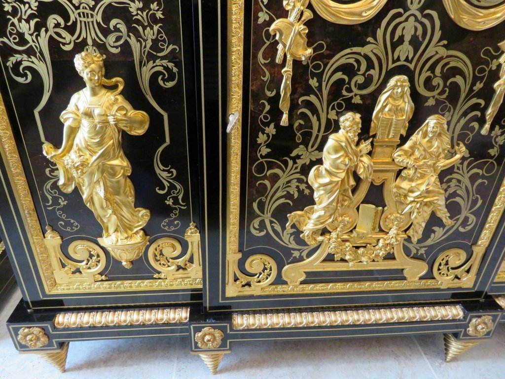 Stamped Befort Jeune Louis XIV 3open Door Furniture  Boulle Marquetry Perfect Condition Nap 3-photo-3