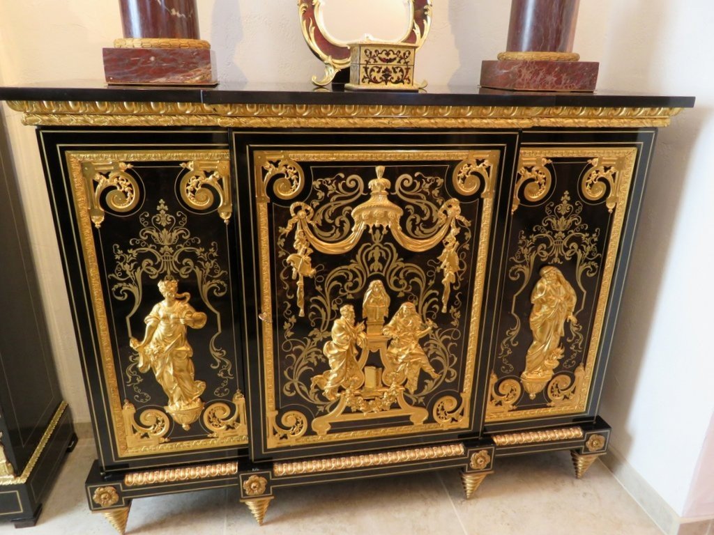 Stamped Befort Jeune Louis XIV 3open Door Furniture  Boulle Marquetry Perfect Condition Nap 3-photo-4