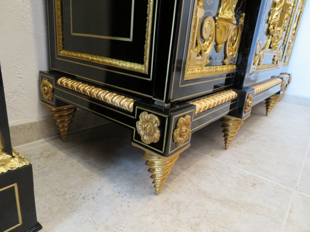 Stamped Befort Jeune Louis XIV 3open Door Furniture  Boulle Marquetry Perfect Condition Nap 3-photo-1