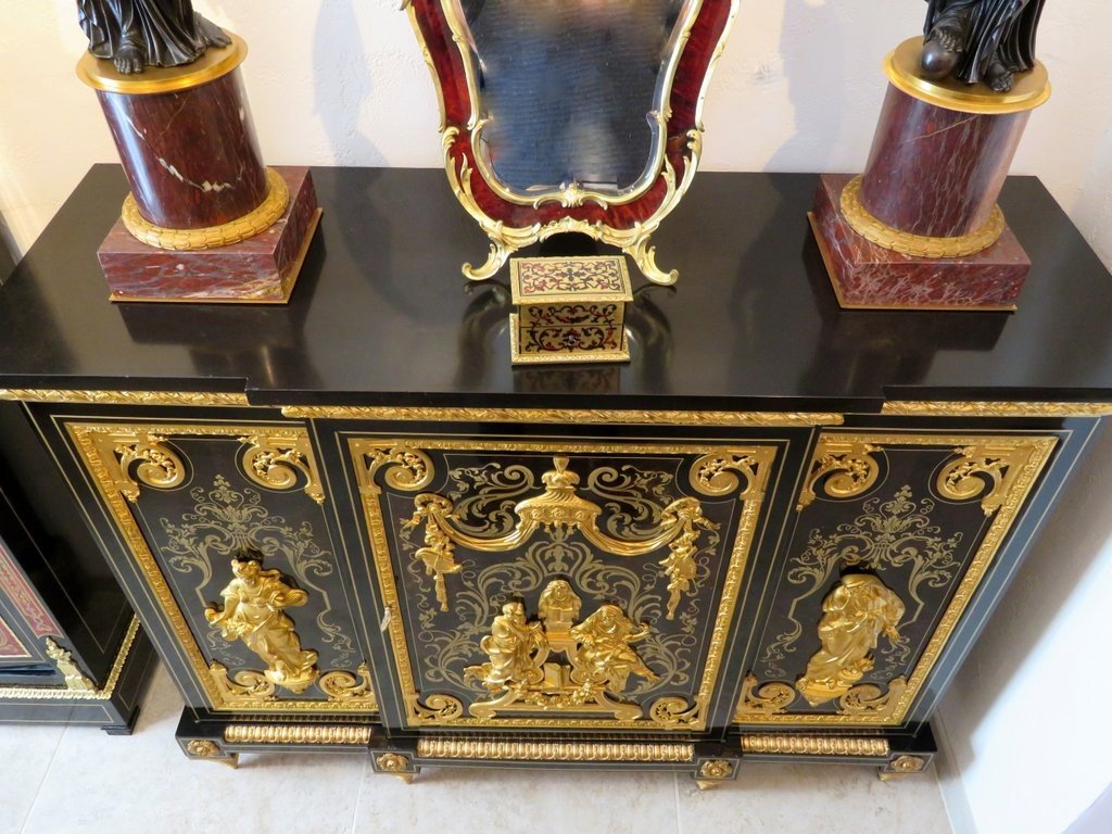 Stamped Befort Jeune Louis XIV 3open Door Furniture  Boulle Marquetry Perfect Condition Nap 3-photo-5