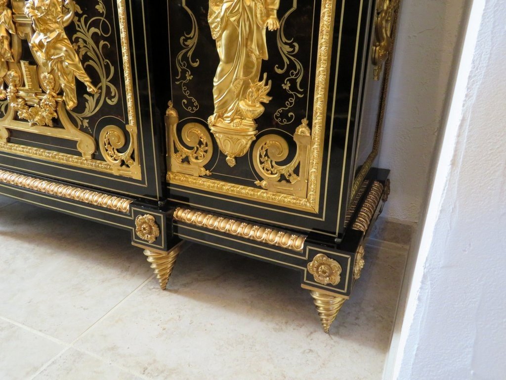 Stamped Befort Jeune Louis XIV 3open Door Furniture  Boulle Marquetry Perfect Condition Nap 3-photo-6