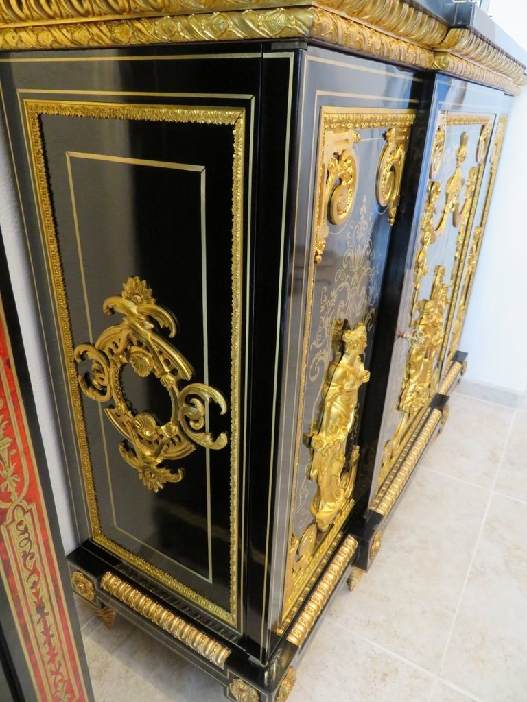 Stamped Befort Jeune Louis XIV 3open Door Furniture  Boulle Marquetry Perfect Condition Nap 3-photo-8