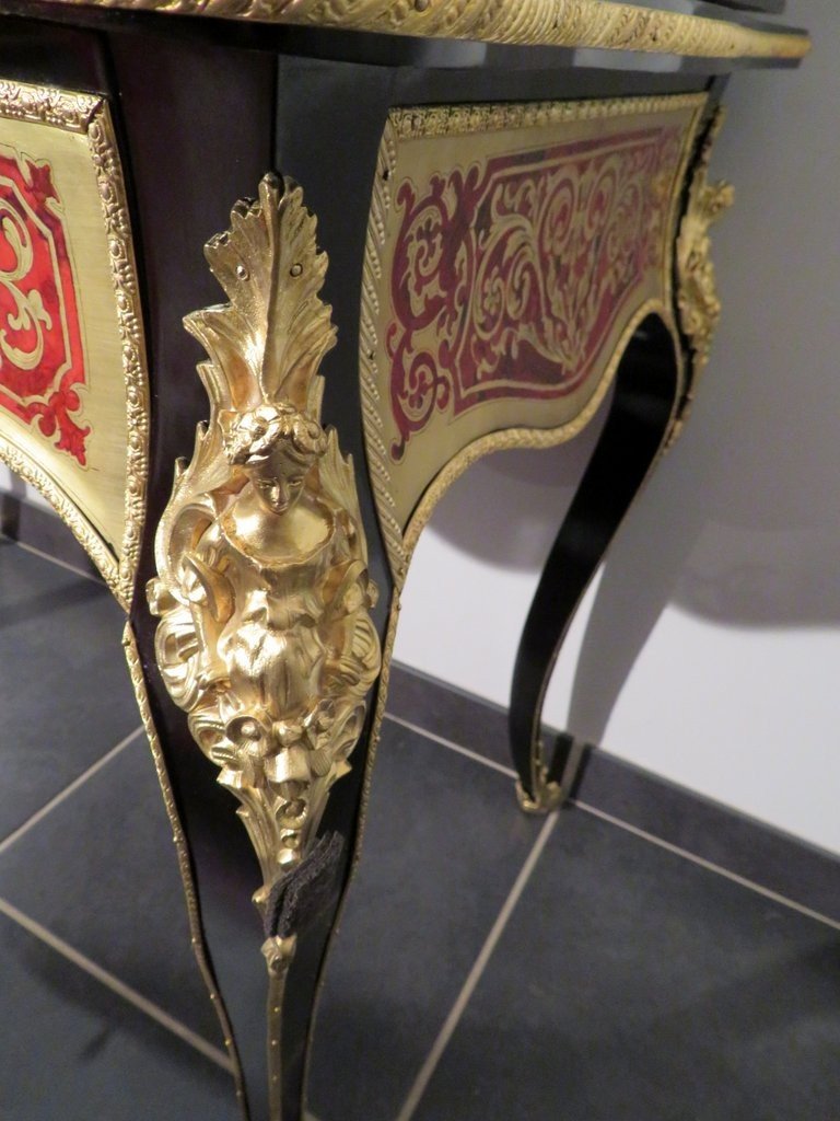 Desk In Boulle Marquetry , Napoleon III Period 19th Century Perfect Condition-photo-3