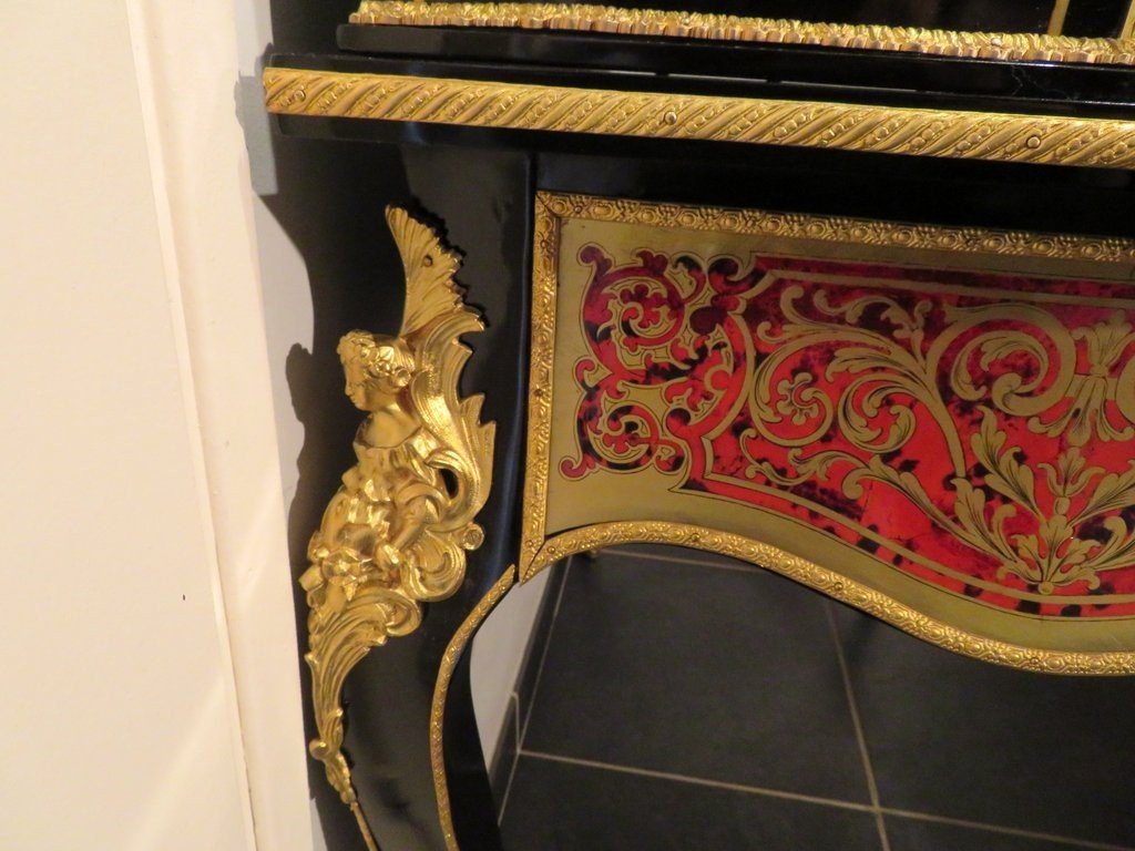 Desk In Boulle Marquetry , Napoleon III Period 19th Century Perfect Condition-photo-5