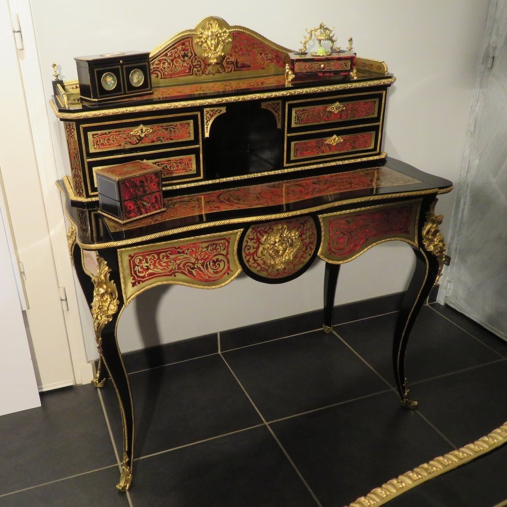 Desk In Boulle Marquetry , Napoleon III Period 19th Century Perfect Condition