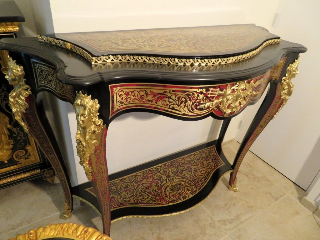 Planter  Console In Boulle Marquetry Napoleon III Period 19th Century-photo-2