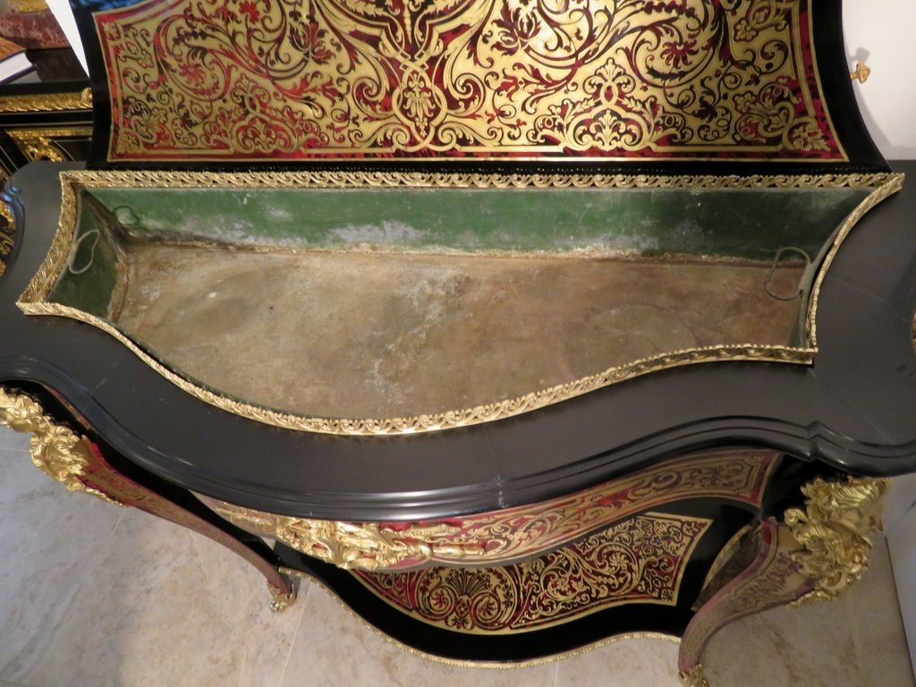 Planter  Console In Boulle Marquetry Napoleon III Period 19th Century-photo-4