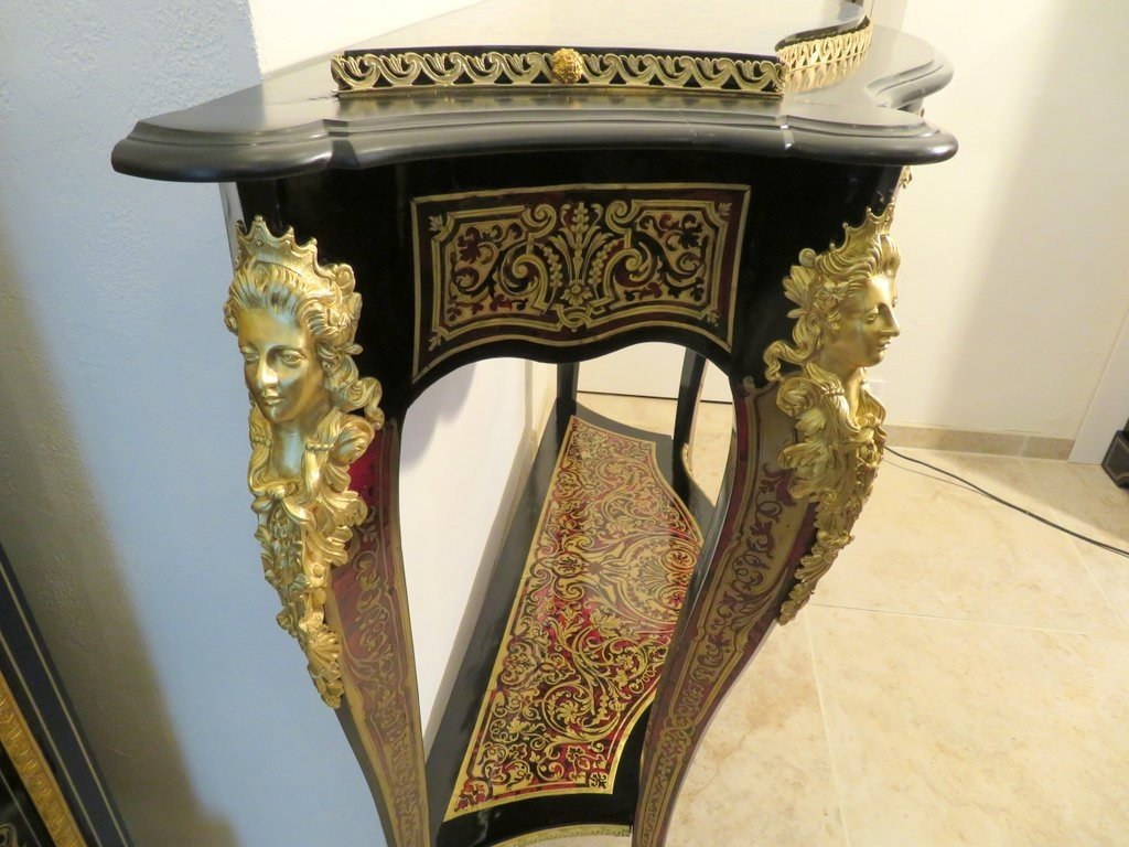 Planter  Console In Boulle Marquetry Napoleon III Period 19th Century-photo-1