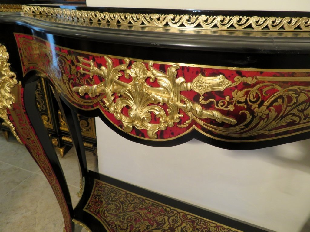 Planter  Console In Boulle Marquetry Napoleon III Period 19th Century-photo-3