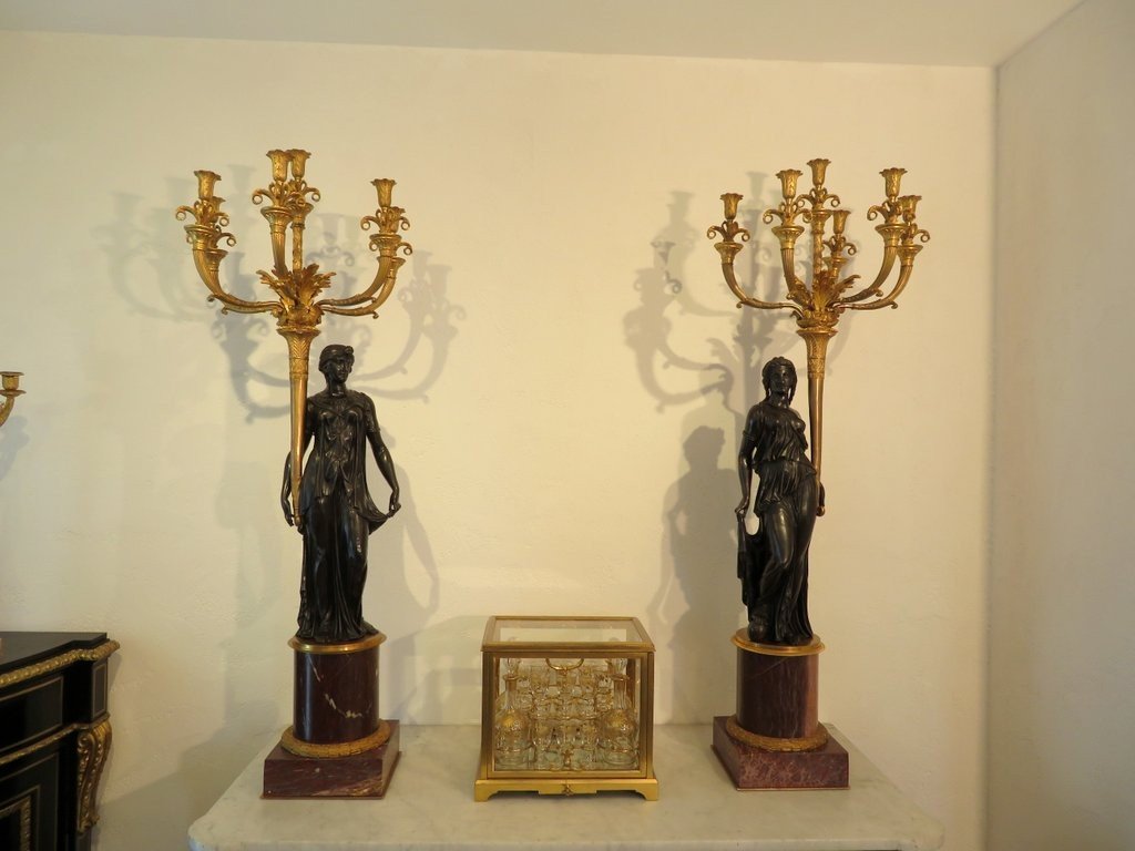 Thomire Pair Of Candelabra 117 Cm In Bronze Early 19th Century Perfect Condition-photo-2