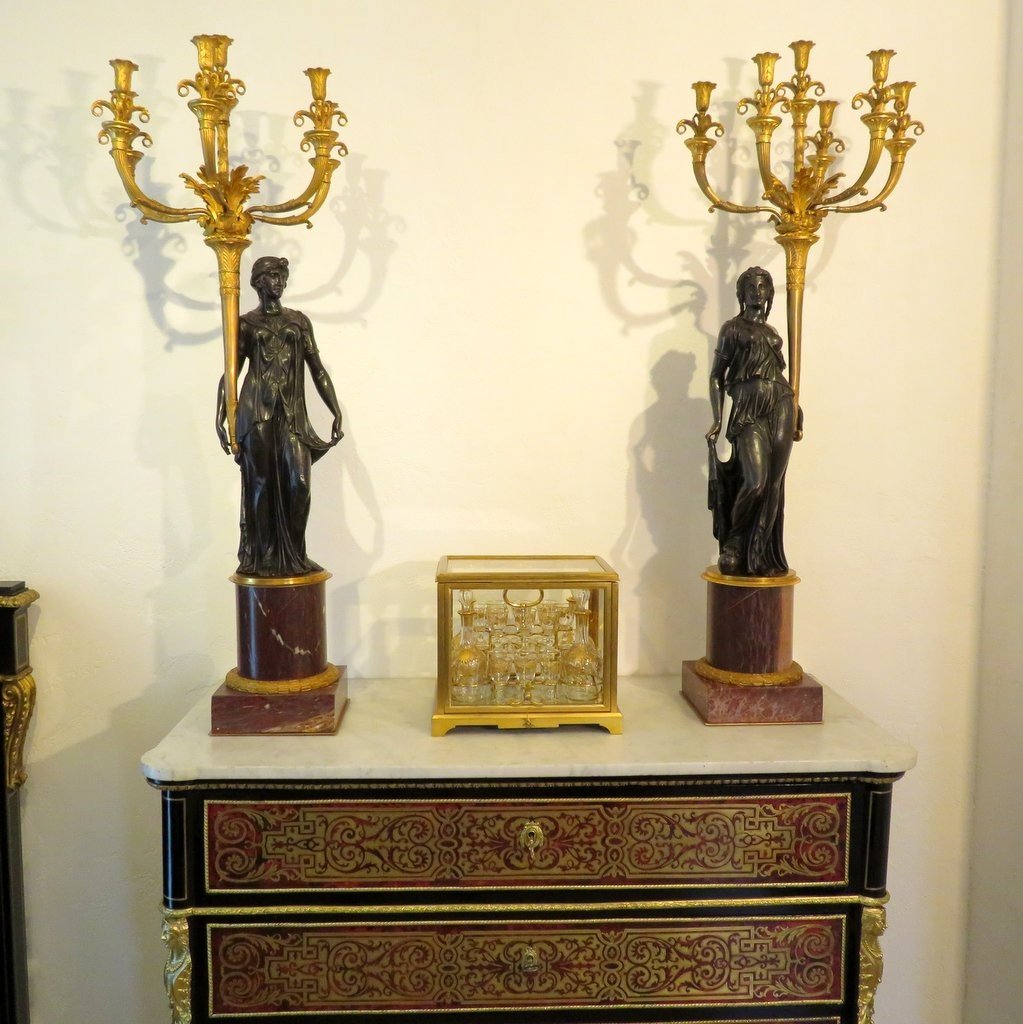 Thomire Pair Of Candelabra 117 Cm In Bronze Early 19th Century Perfect Condition