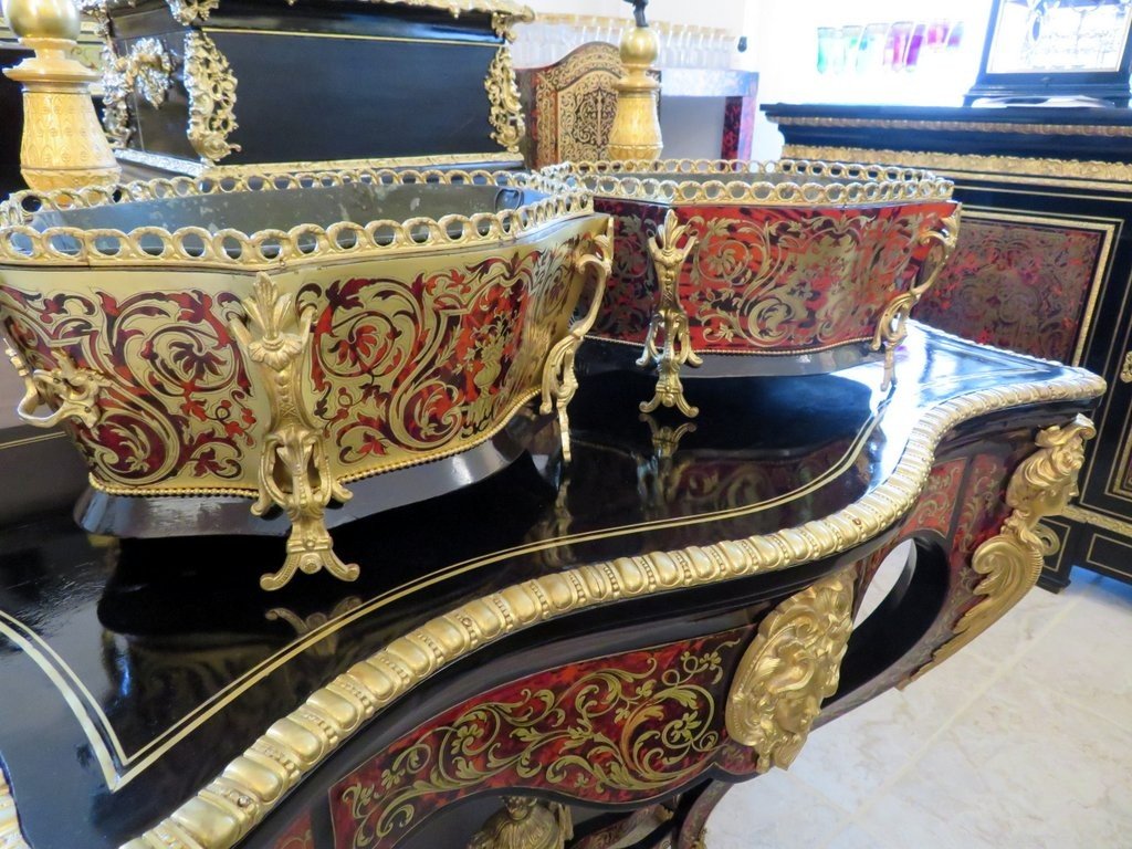 Pair Of Boulle Marquetry Jardiniere From The Napoleon III Period-photo-2