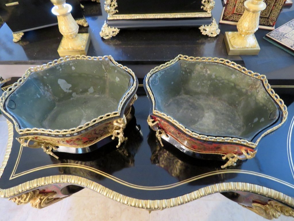 Pair Of Boulle Marquetry Jardiniere From The Napoleon III Period-photo-3