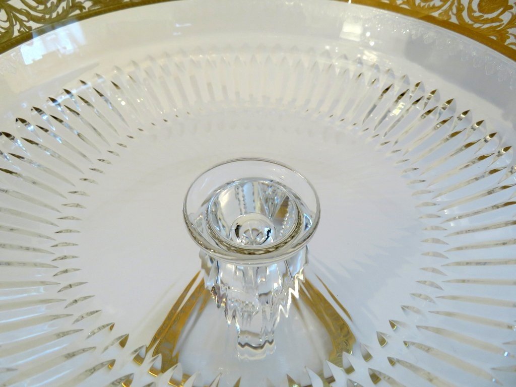 Table Center Footed Bowlin Crystal St - Louis Thistle Gold-photo-2