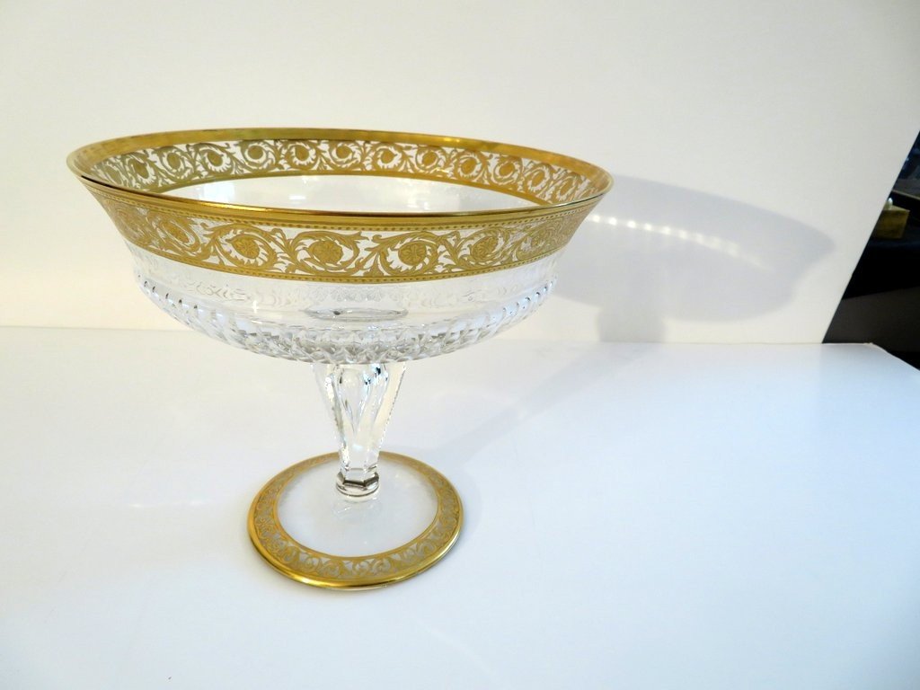 Table Center Footed Bowlin Crystal St - Louis Thistle Gold-photo-2