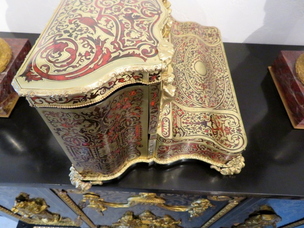 Amazing Writing Case In Boulle Marquetry On All Sides From The Napoleon III Period-photo-2