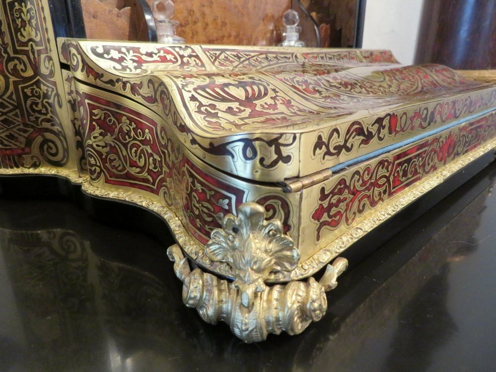 Amazing Writing Case In Boulle Marquetry On All Sides From The Napoleon III Period-photo-7