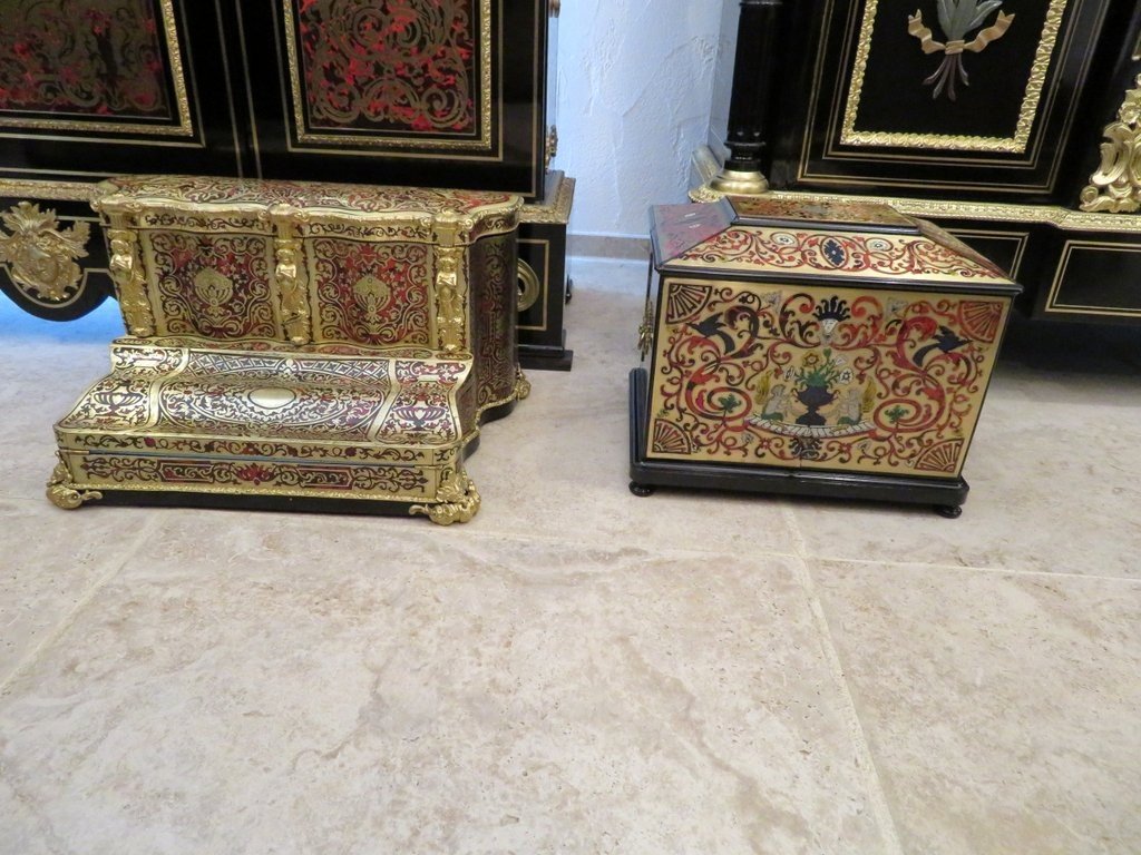 Amazing Writing Case In Boulle Marquetry On All Sides From The Napoleon III Period-photo-8