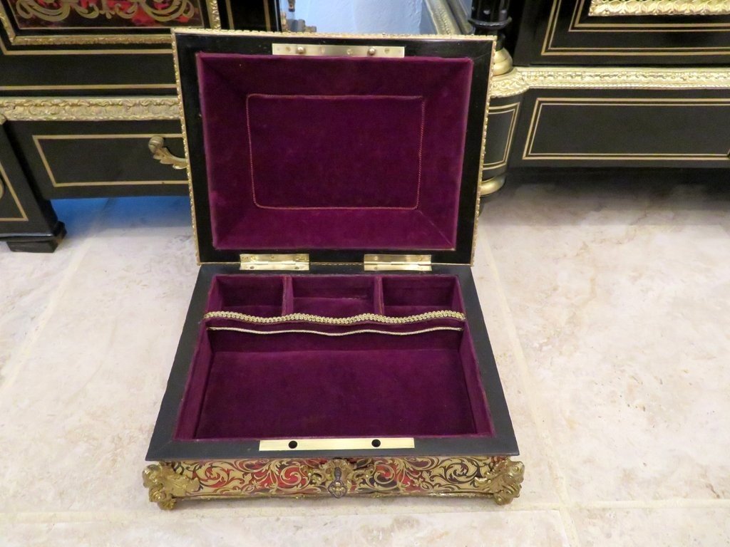 Jewelry Box With Boulle Marquetry On All Sides From The Napoleon III Period-photo-4