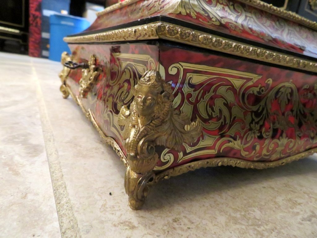 Jewelry Box With Boulle Marquetry On All Sides From The Napoleon III Period-photo-2