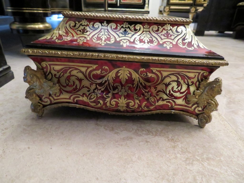 Jewelry Box With Boulle Marquetry On All Sides From The Napoleon III Period-photo-3