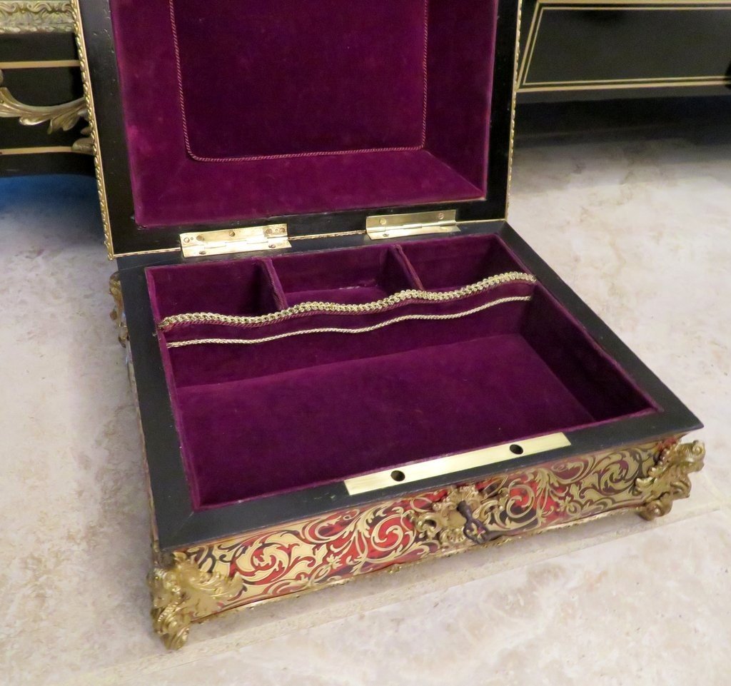 Jewelry Box With Boulle Marquetry On All Sides From The Napoleon III Period-photo-6