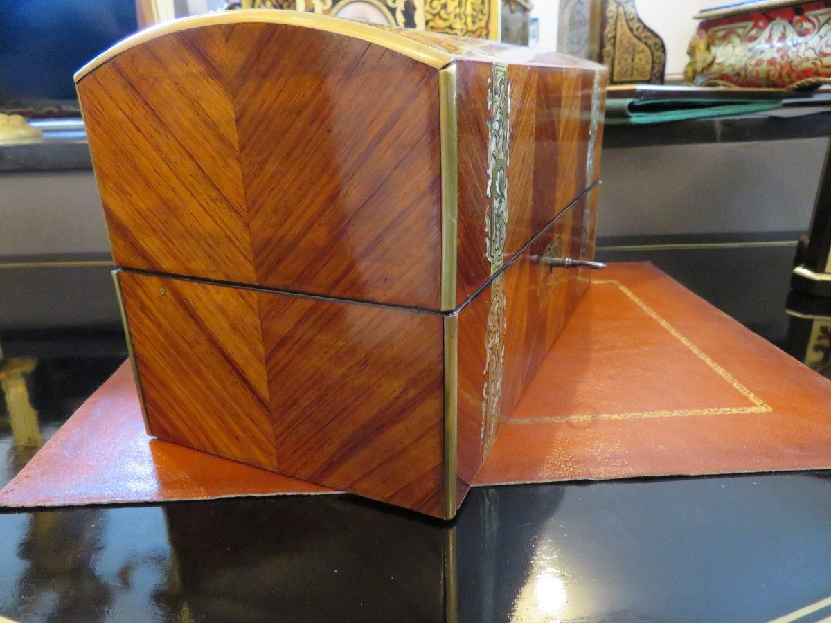 Tea Caddy Cellar Box  In Boulle Rosewood Marquetry  From The Napoleon III Period-photo-2