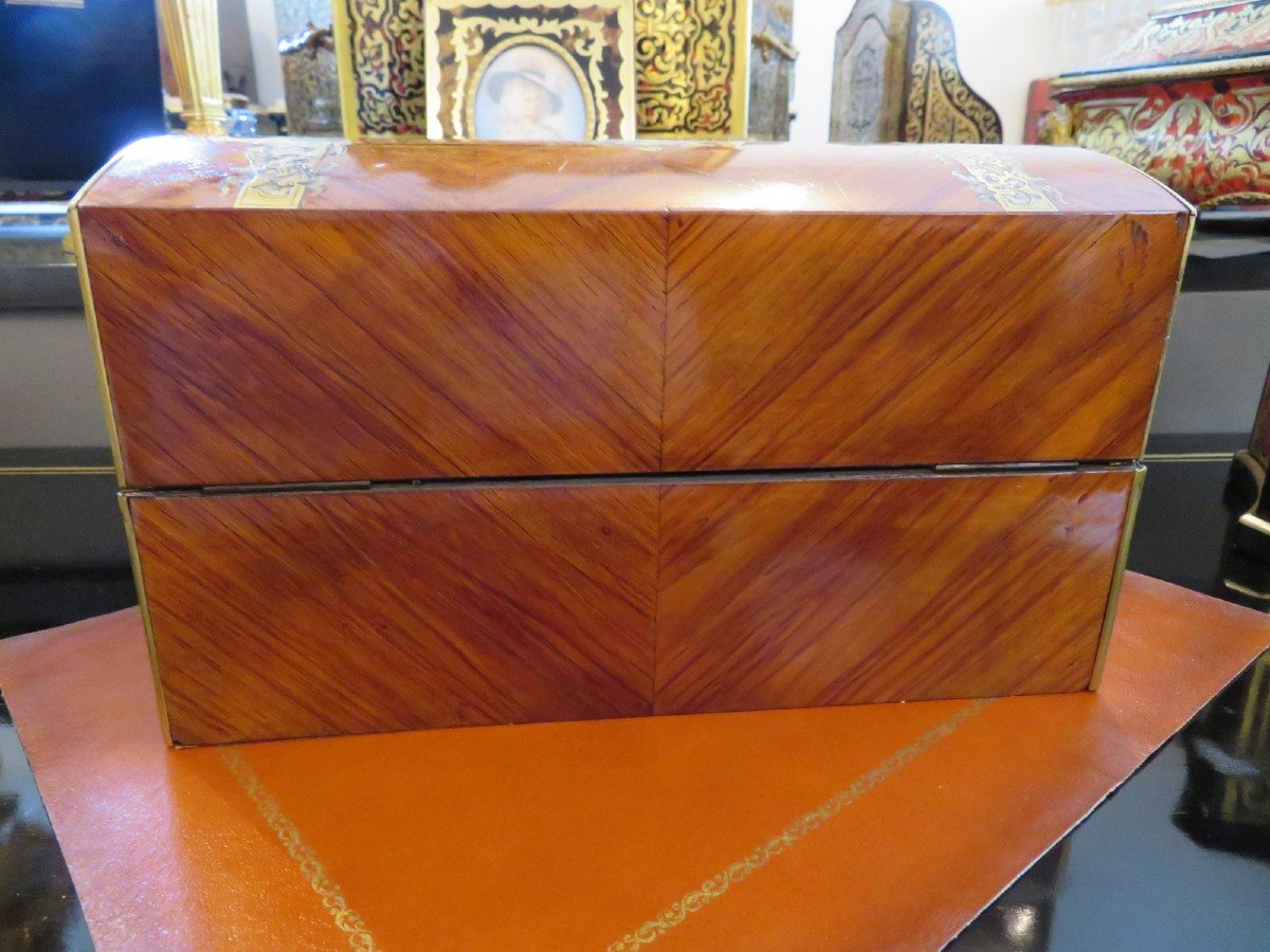 Tea Caddy Cellar Box  In Boulle Rosewood Marquetry  From The Napoleon III Period-photo-3