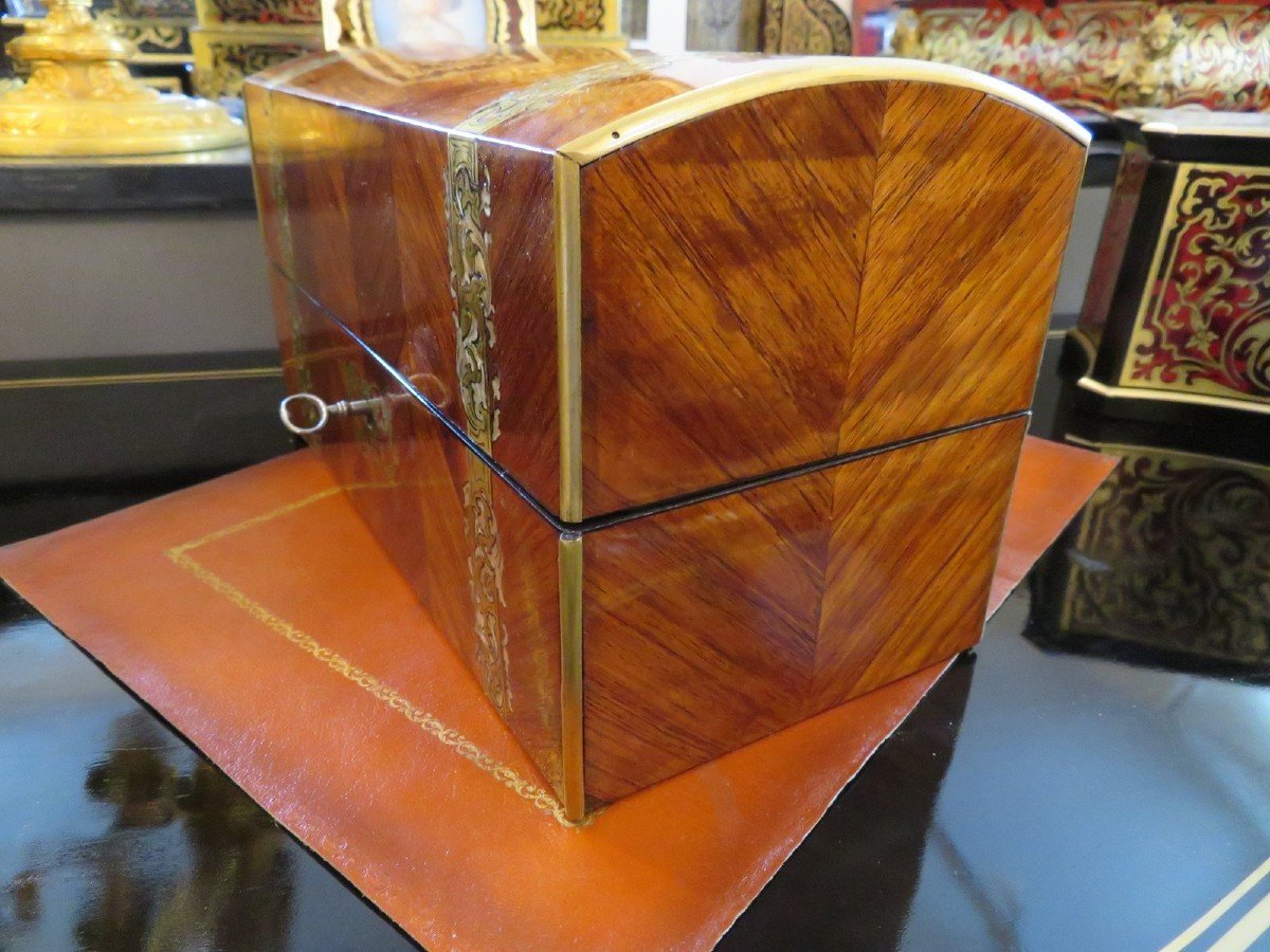 Tea Caddy Cellar Box  In Boulle Rosewood Marquetry  From The Napoleon III Period-photo-4