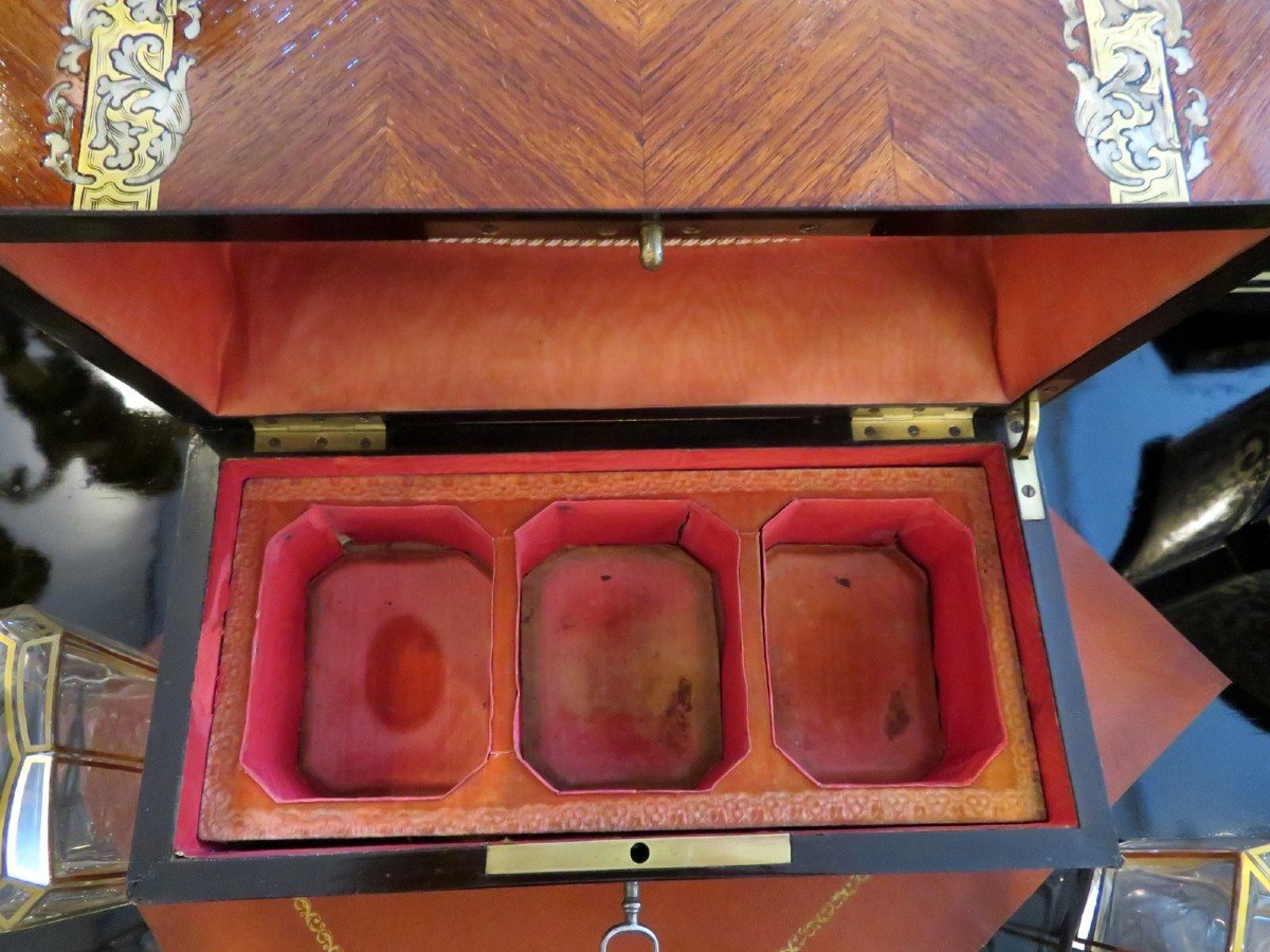 Tea Caddy Cellar Box  In Boulle Rosewood Marquetry  From The Napoleon III Period-photo-8