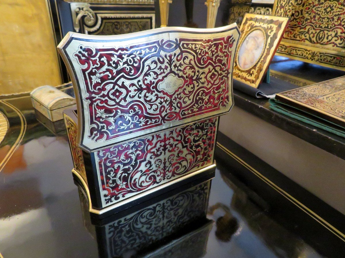 In Boulle Marquetry Tea Box Caddy , Napoleon III Period-photo-2