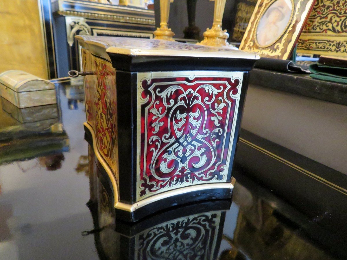 In Boulle Marquetry Tea Box Caddy , Napoleon III Period-photo-1