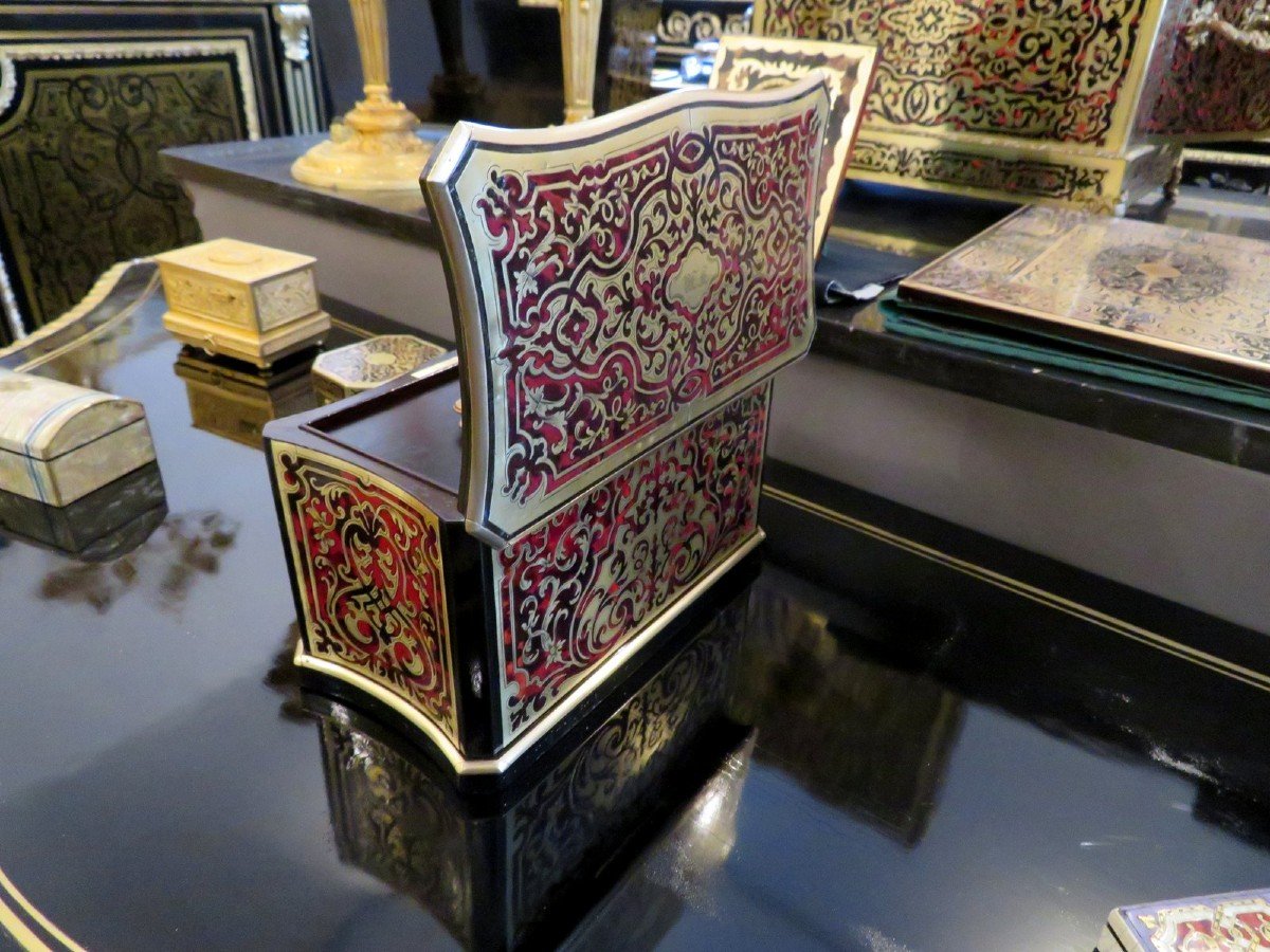 In Boulle Marquetry Tea Box Caddy , Napoleon III Period-photo-3