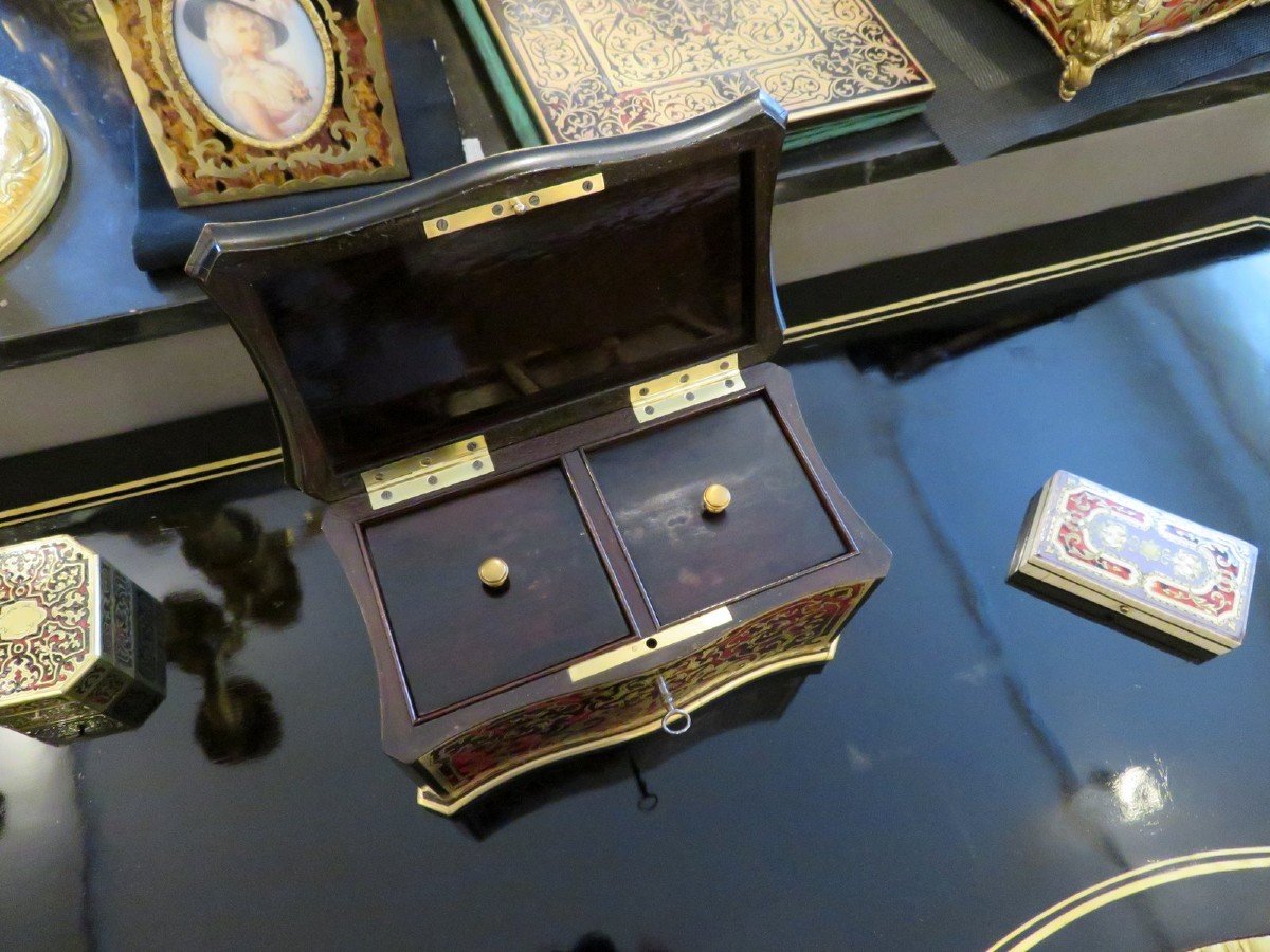 In Boulle Marquetry Tea Box Caddy , Napoleon III Period-photo-4