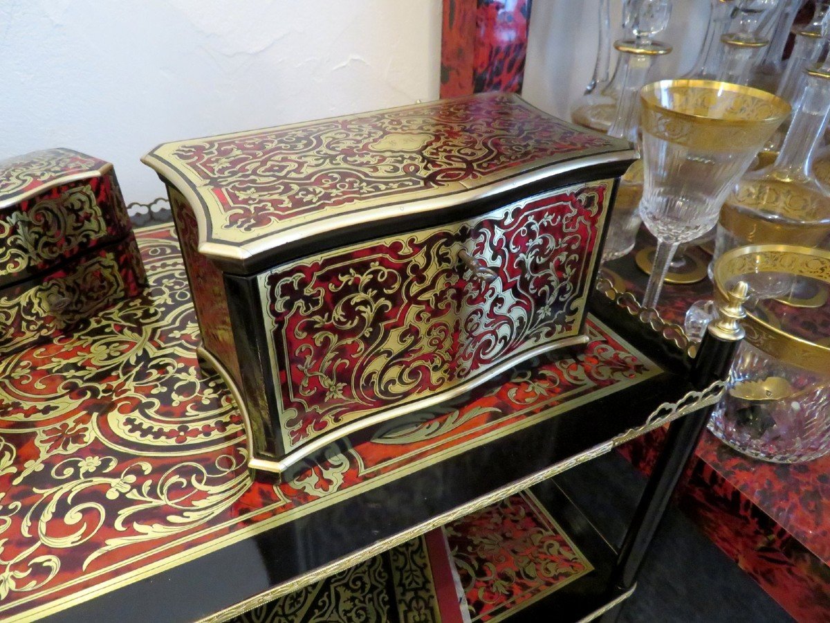 In Boulle Marquetry Tea Box Caddy , Napoleon III Period-photo-6