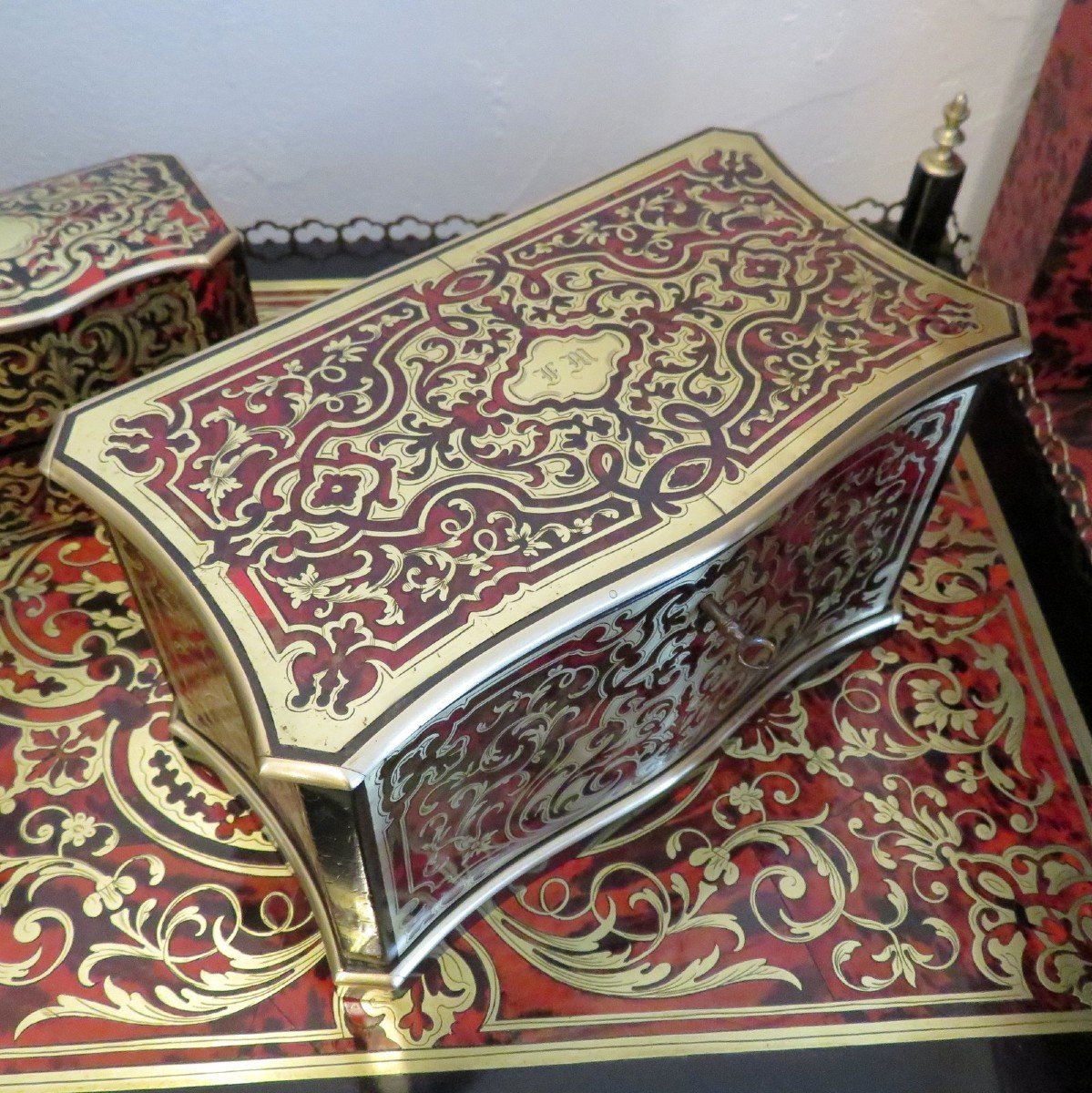 In Boulle Marquetry Tea Box Caddy , Napoleon III Period