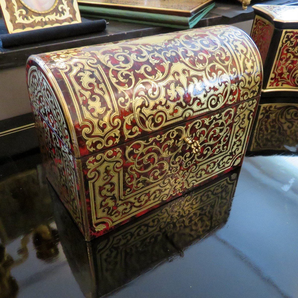  Letter Box In Boulle Marquetry Napoleon III Period 19th-photo-2