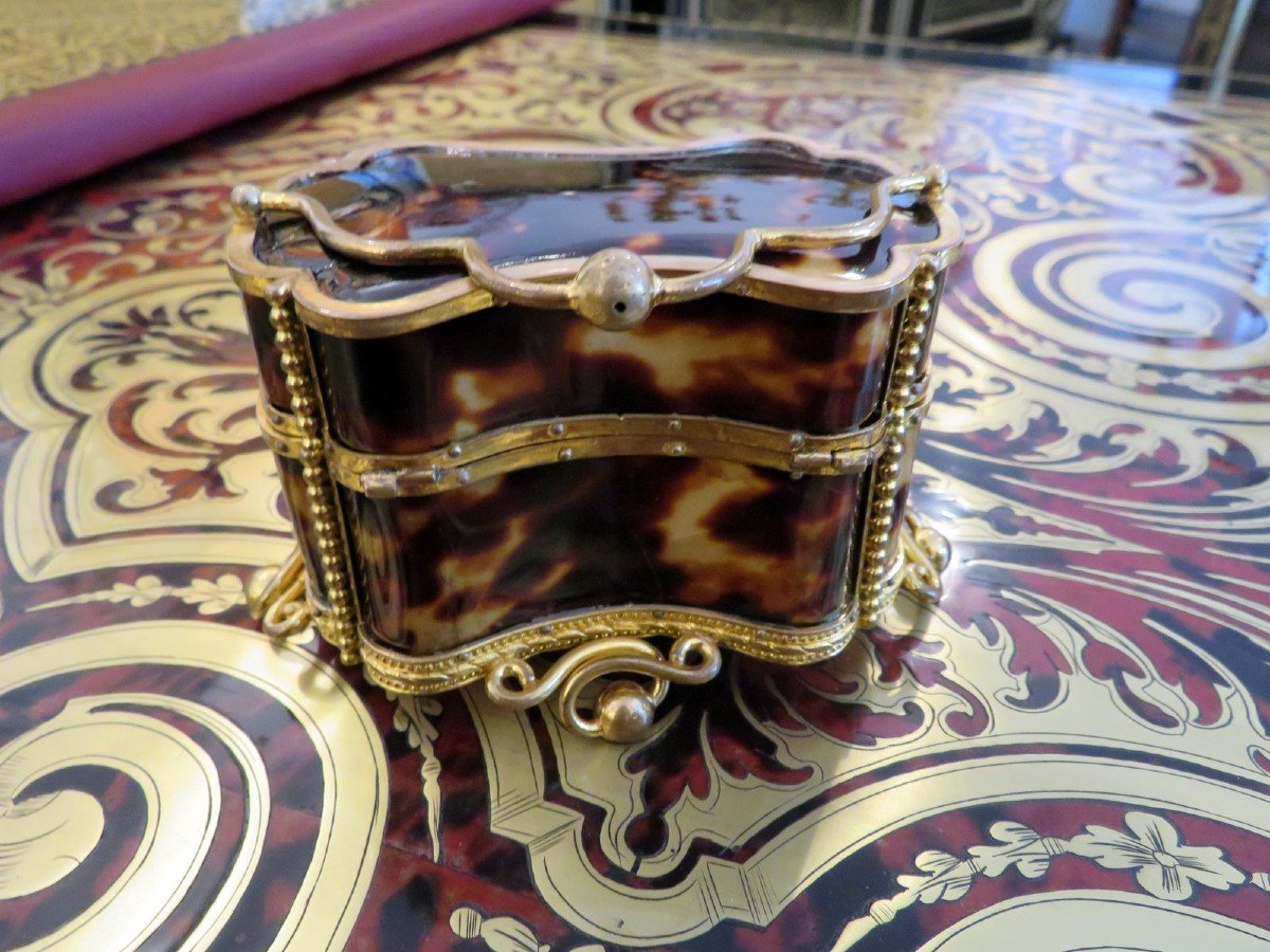 Fragancy Box In Brown Boulle Tortoiseshell Marquetry From The Napoleon III Period-photo-2