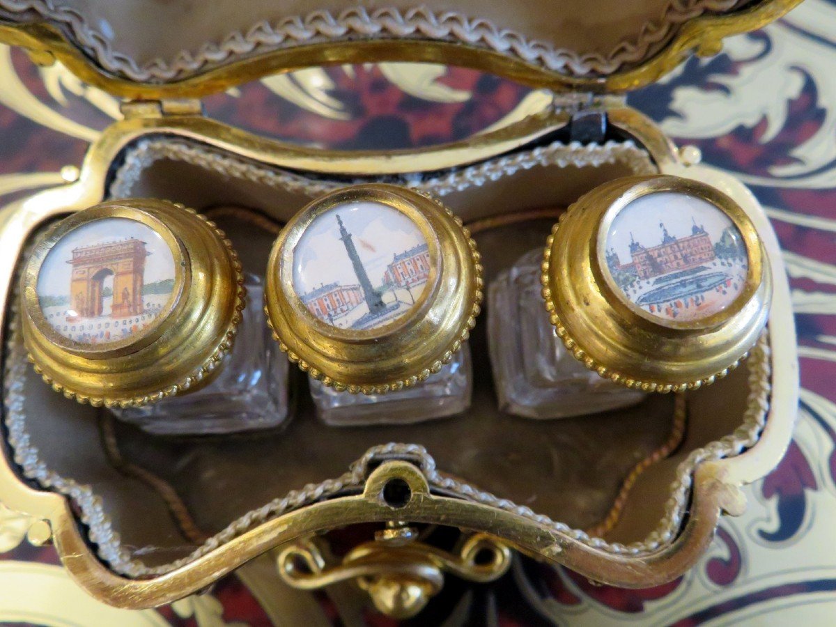 Fragancy Box In Brown Boulle Tortoiseshell Marquetry From The Napoleon III Period-photo-4