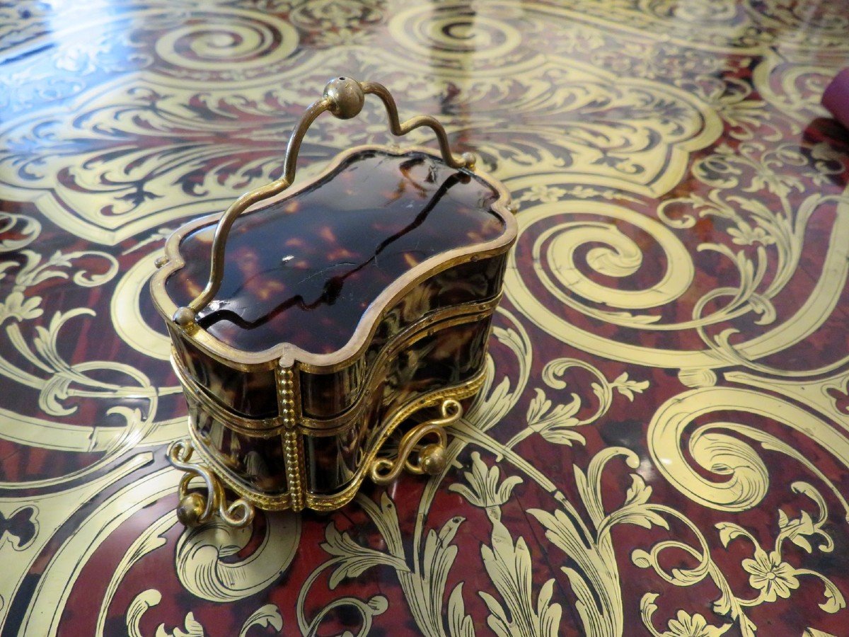 Fragancy Box In Brown Boulle Tortoiseshell Marquetry From The Napoleon III Period-photo-1